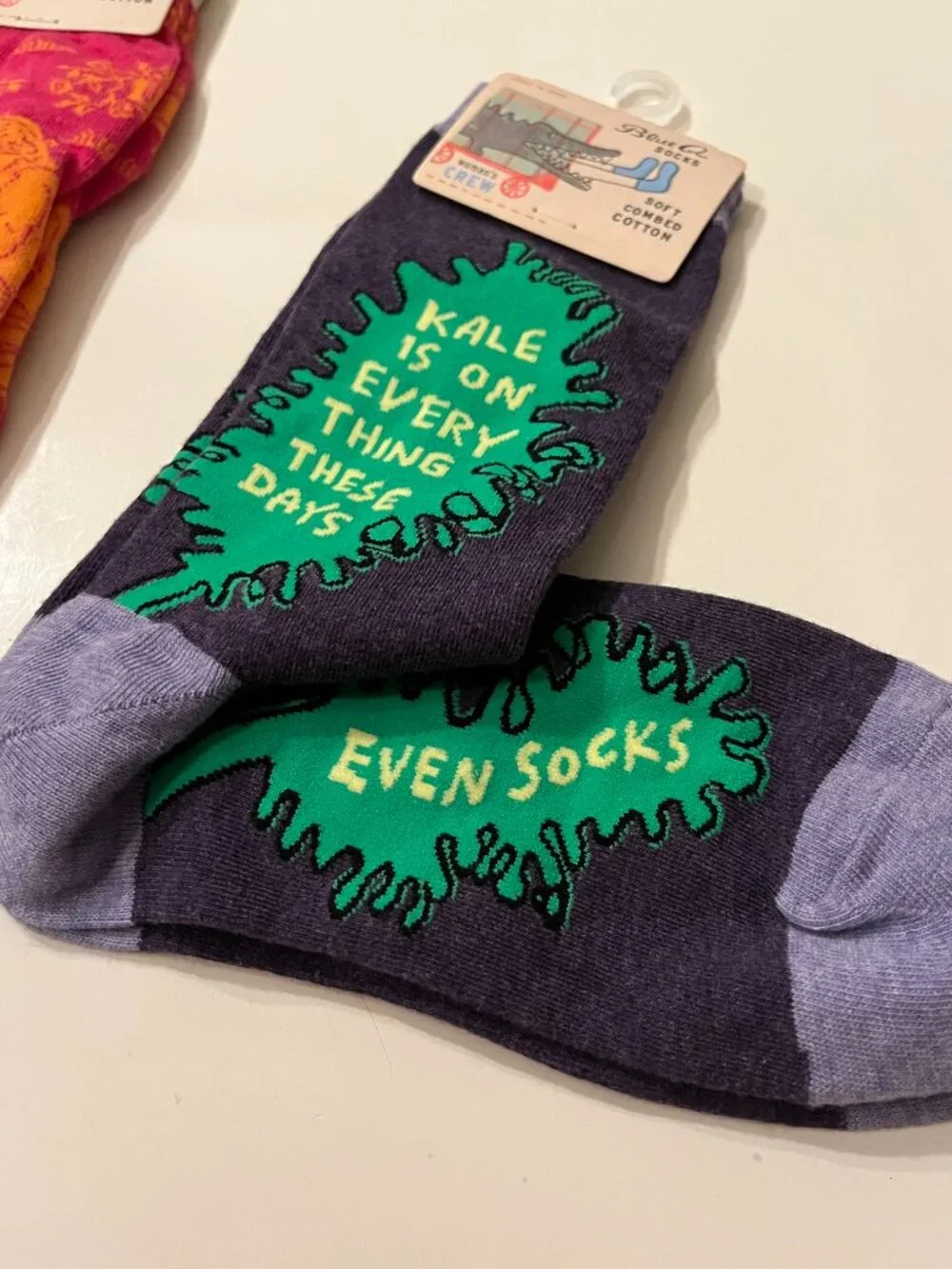 Funny‎ Women Crew Socks from Blue Q Kale and  Art The Bomb (two Pairs) (NEW)